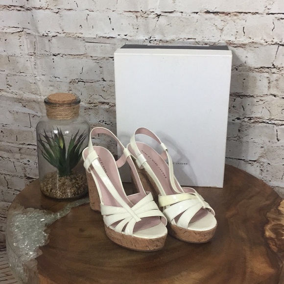 White Patent Marc Jacobs Wedge sz 9 - Picture 1 of 3